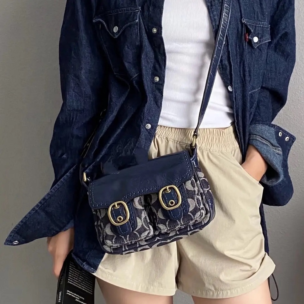 Stylish Coach Bleecker Signature Denim Jessie Crossbody